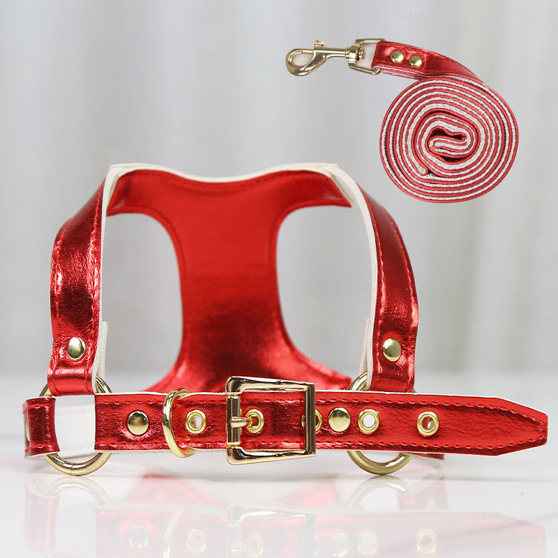 Adjustable PU Leather Chest Harness, for dogs and cats.