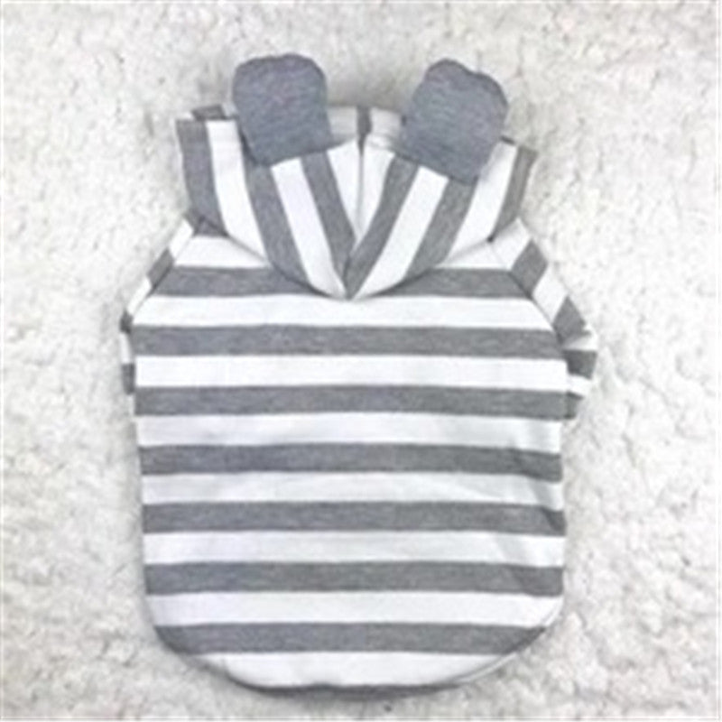 Gray Striped Cotton Pullover Sweater, for dogs.