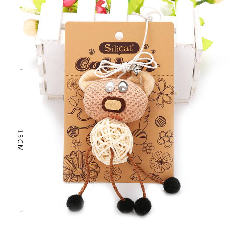 Handmade Linen and Rattan Bear or Mouse Cat Toy, for cats.