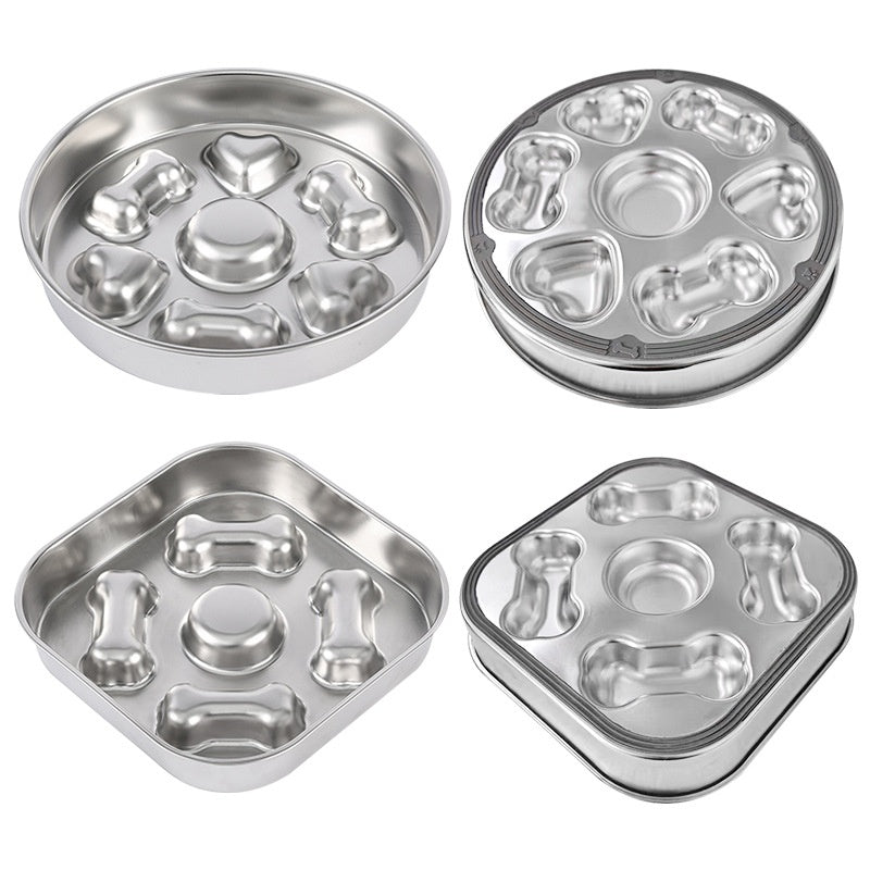 Stainless Steel Slow Feeding Bowl, for dogs and cats.