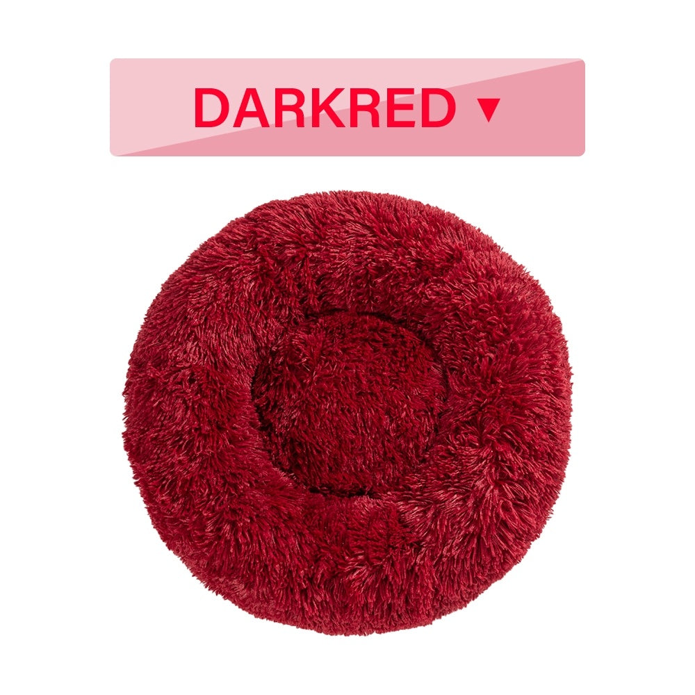 Fluffy Donut Dog Bed  Warm Soft Long Plush Pet Cushion Dog House Cat  Bed Washable Pet Sofa Mat Calming Samll Large Dog Beds - kindoPet