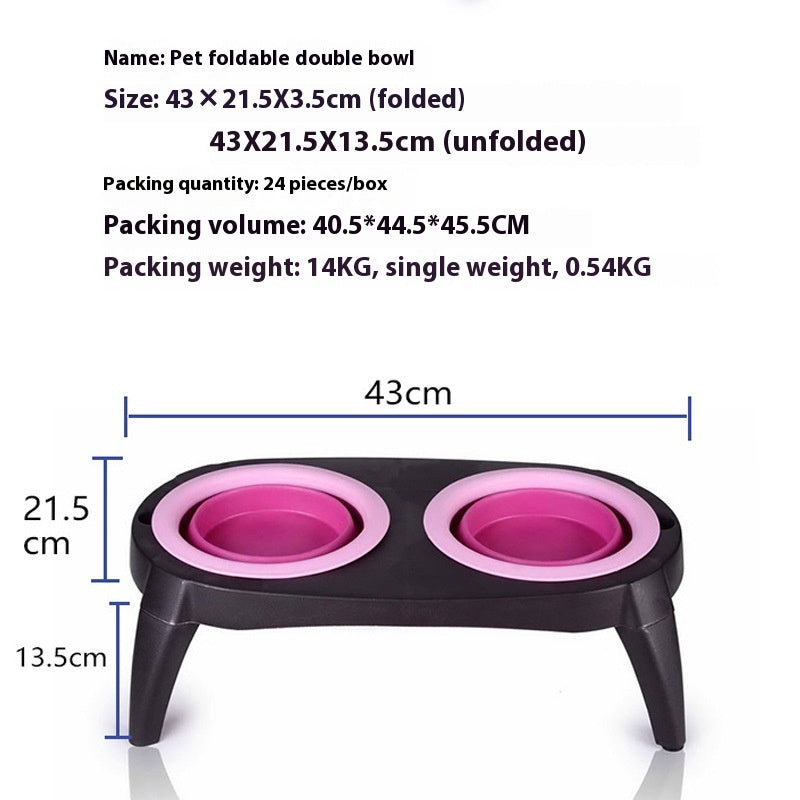 Folding Double Bowl Feeder, for dogs.