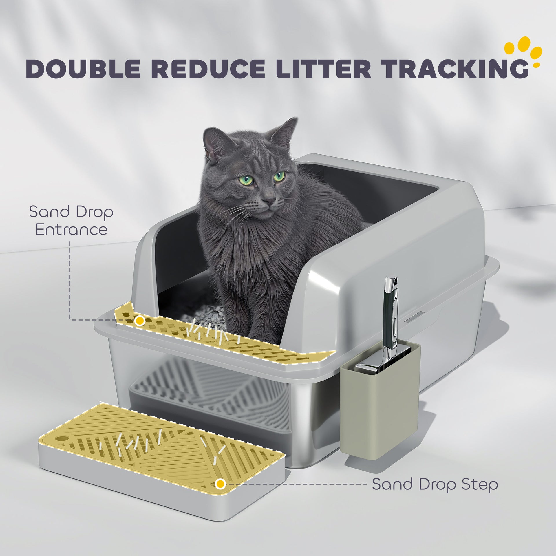 Stainless Litter Box with Scoop Holder