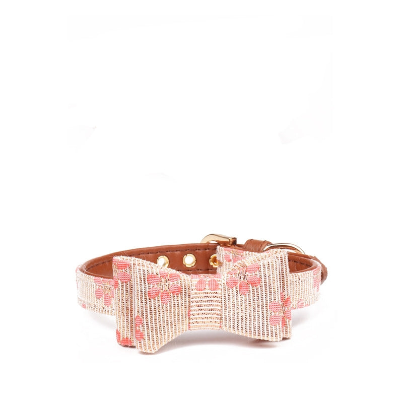 Floral-Pattern PU Bow or Scarf Collar, for dogs.
