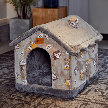 Foldable Enclosed Dog House – Warm Winter Cave Kennel for Cats & Dogs – close-up