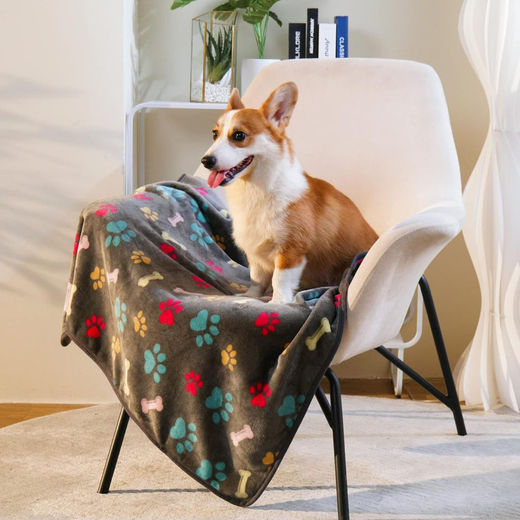 Confetti Paw Print Fleece Blanket for Dogs and Cats