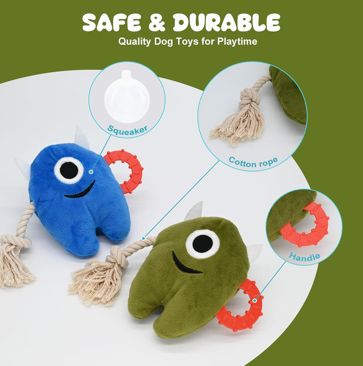 Plush Squeaky Tug Rope Dog Toy for Chewing and Play, for dogs.