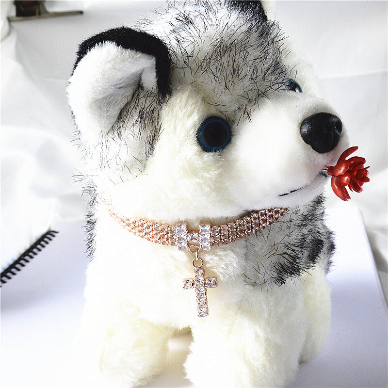 Zircon Cross Pendant Necklace, for dogs and cats.