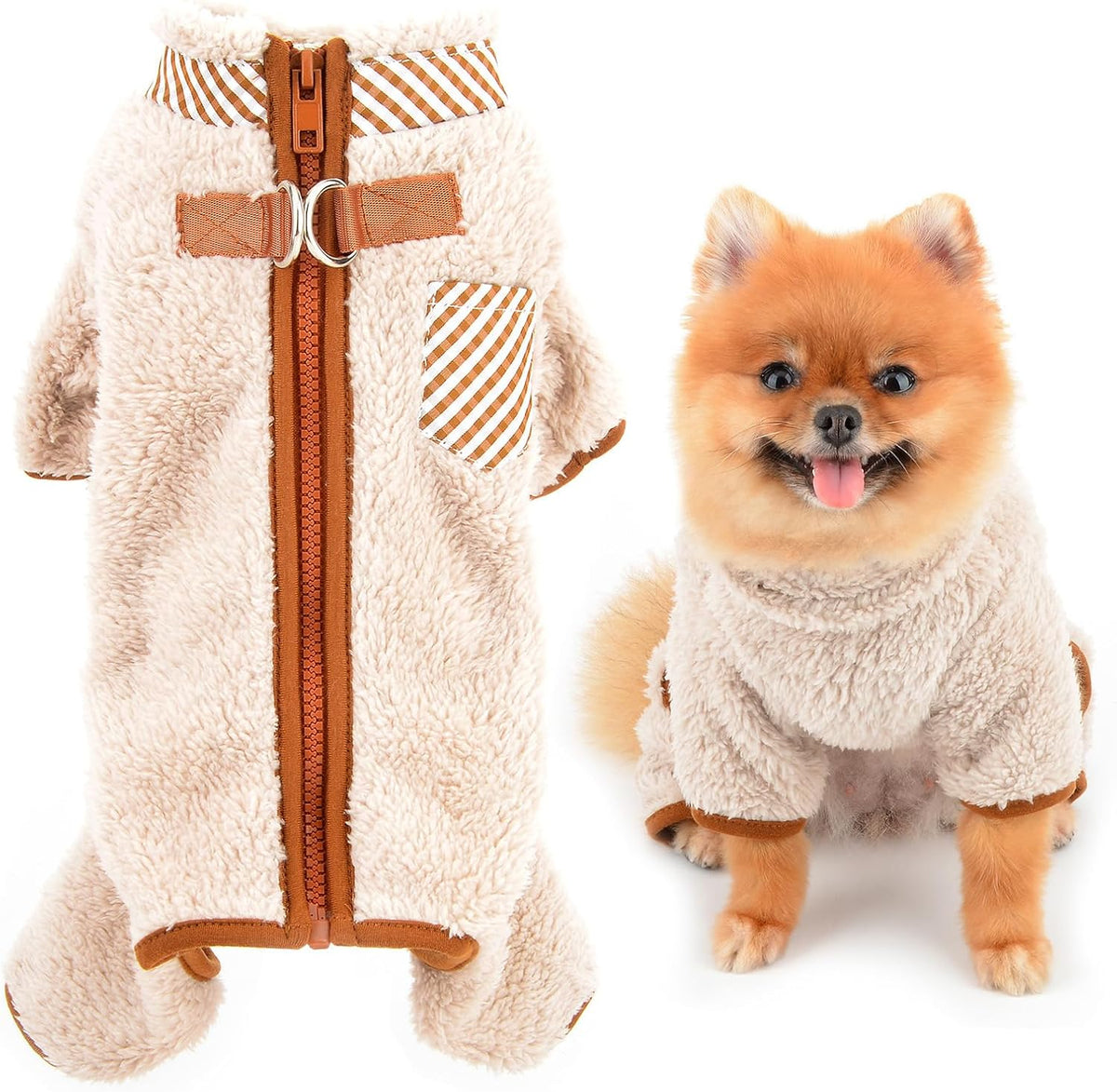 Plush Fleece Coat with Back Zipper, for dogs.