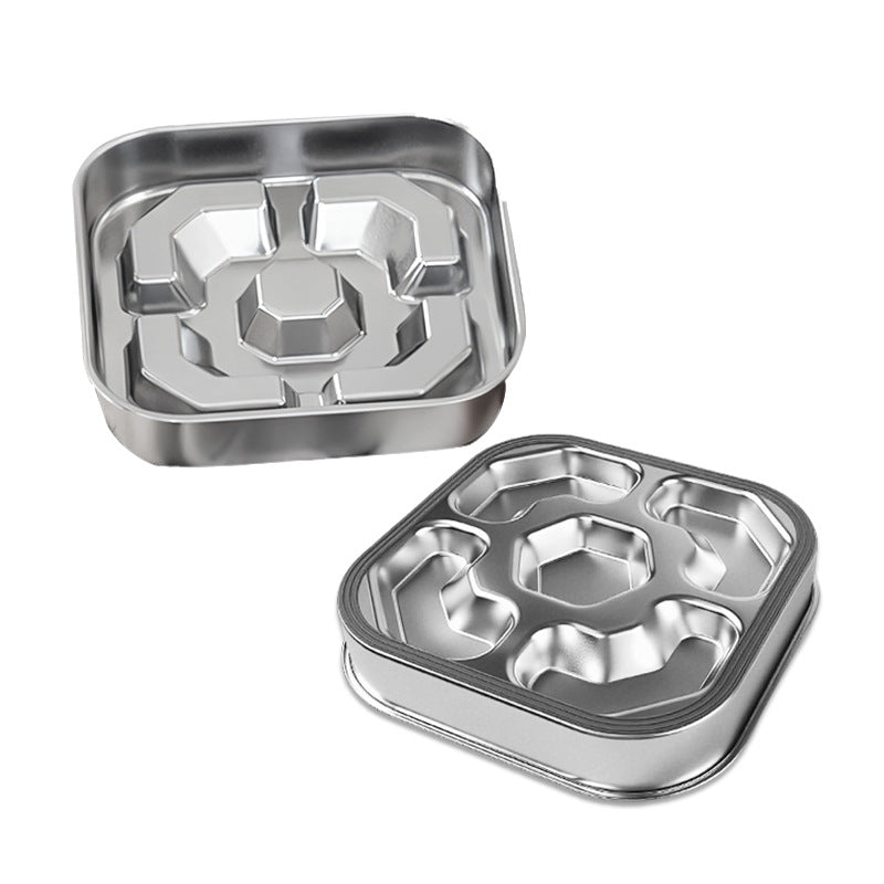 Square Stainless Steel Slow Feeding Bowl, for dogs and cats.