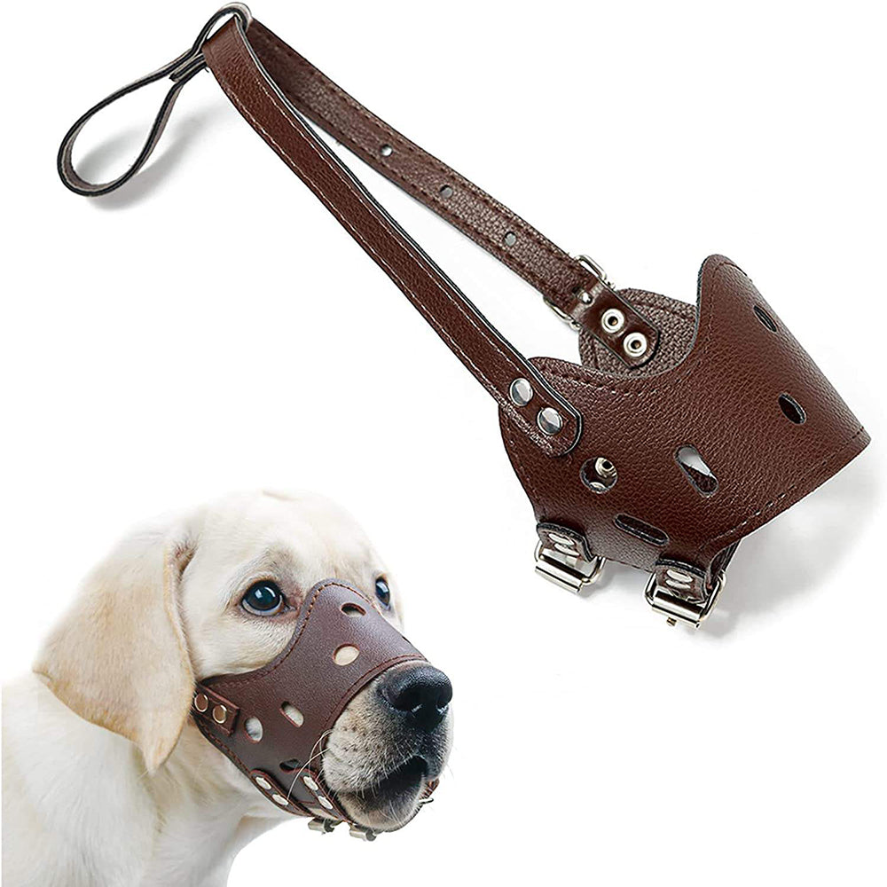 Adjustable Leather Dog Muzzle for Drinking and Panting, for dogs.