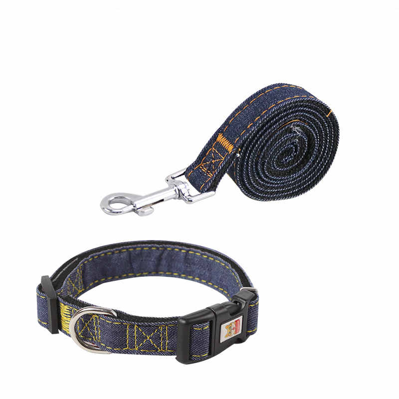Denim Bungee Dog Leash with Padded Dual Handles, for dogs.