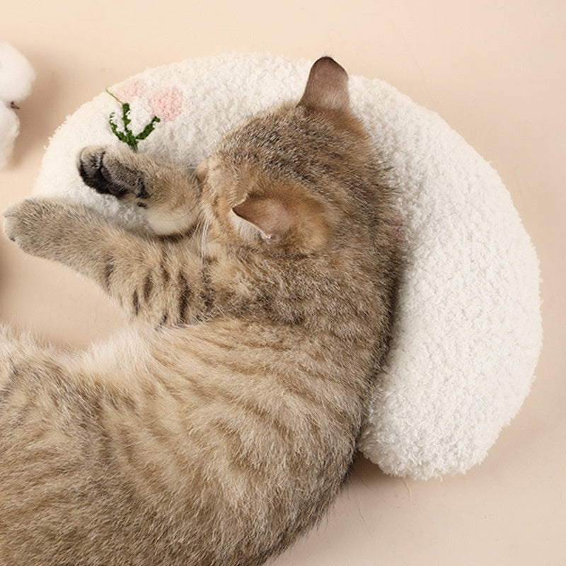 Soft Cotton Moon-Shaped Pillow for Small Dogs and Cats