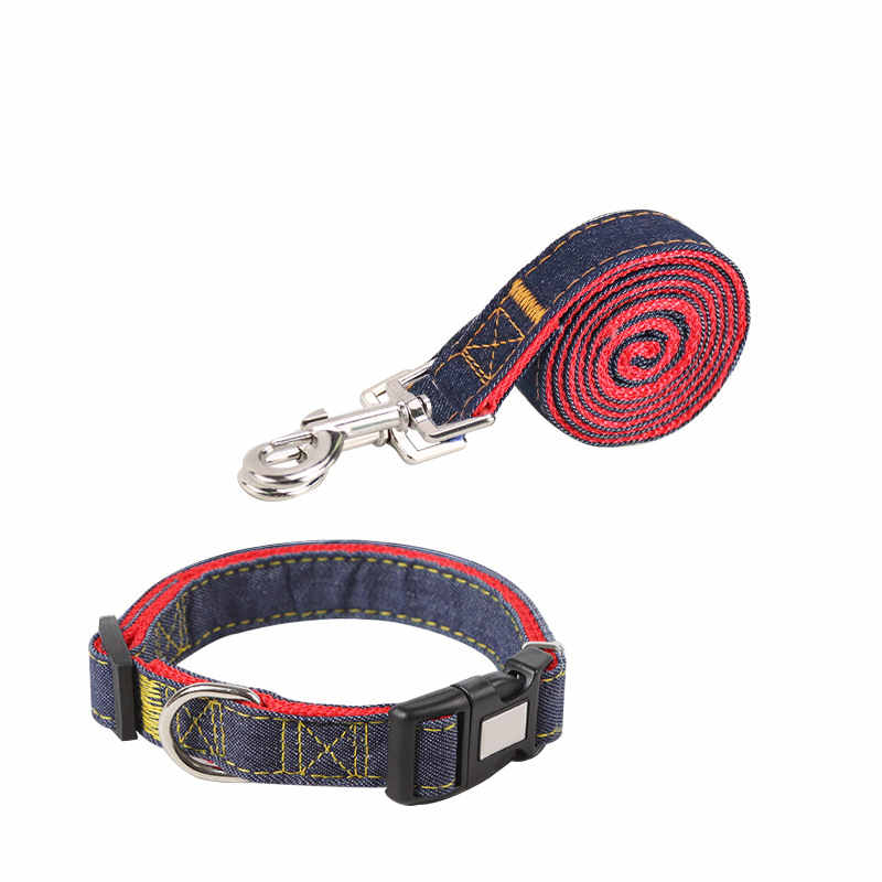 Denim Bungee Dog Leash with Padded Dual Handles, for dogs.
