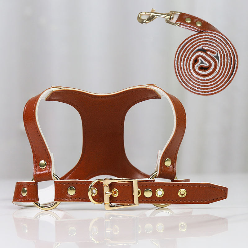 Adjustable PU Leather Chest Harness, for dogs and cats.