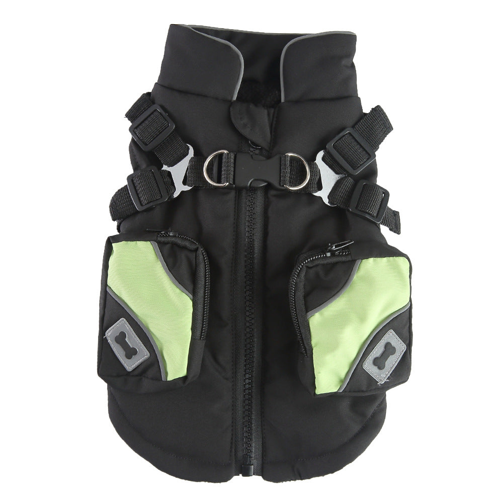 Zip-Front Polyester Dog Coat Jacket in Five Sizes, for dogs.