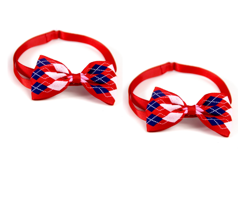 Plaid Bow Tie Collar Accessory for Dogs and Cats