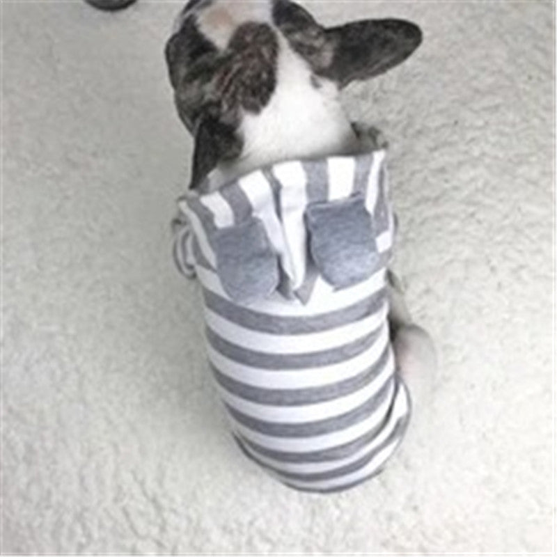 Gray Striped Cotton Pullover Sweater, for dogs.
