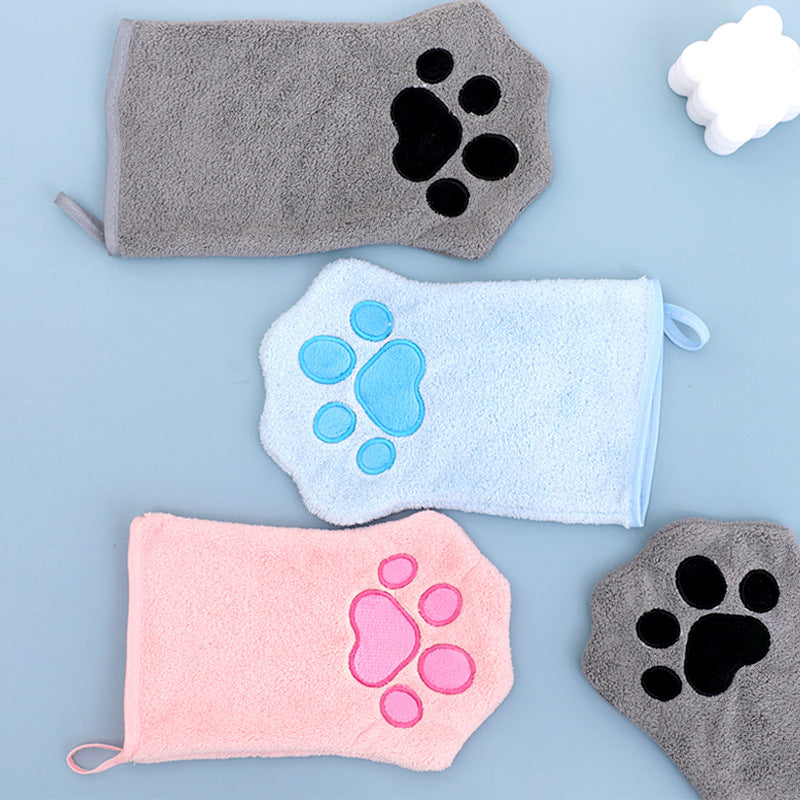 Coral Fleece Glove-Style Quick-Dry Towel, for dogs.