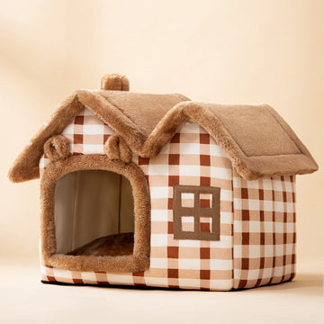 Foldable Enclosed Dog House – Warm Winter Cave Kennel for Cats & Dogs – detail view