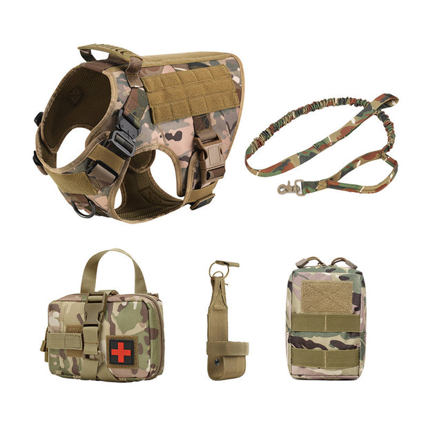 Tactical Dog Harness 5-Piece Set – Vest, Leash, Collar & Pouch – close-up