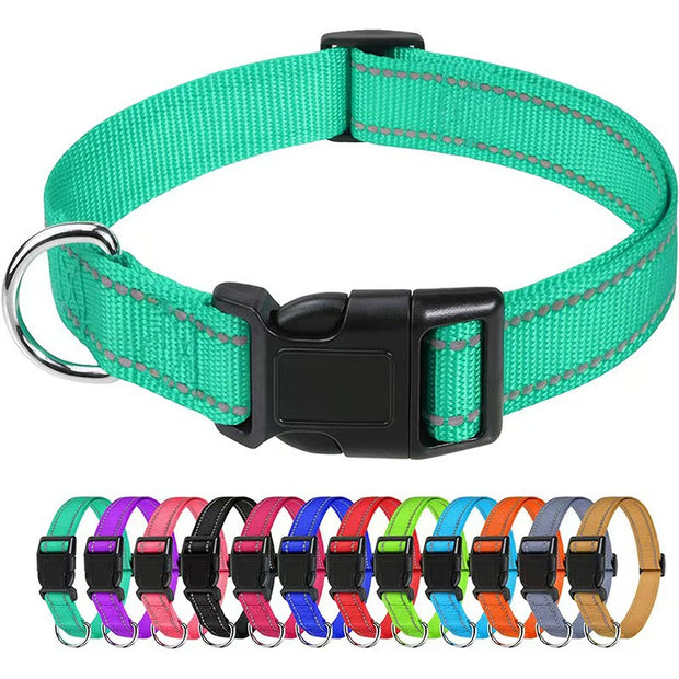 Adjustable Nylon Dog Collar – Reflective Walking Collar All Sizes – size reference