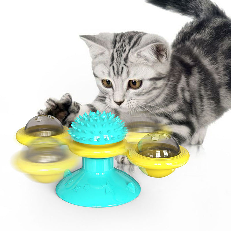 Suction Cup Spinning Windmill Scratcher Toy for Cats