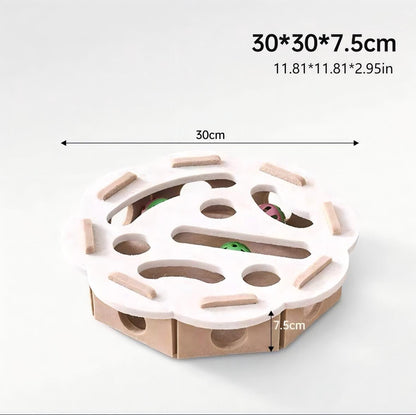 Interactive Cat Puzzle Toy With Maze Tunnel, Bell Ball & Pathways - No Batteries Needed, Durable Felt Construction - Mental Stimulation & Hunting Exercise For Indoor Cats