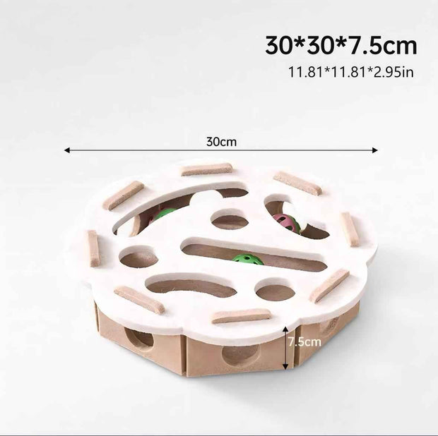 Durable Felt Interactive Cat Puzzle Toy With Maze, Bell Ball & Pathways – features
