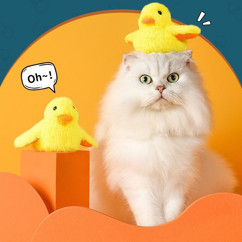 USB Rechargeable Interactive Vibrating Duck Toy for Cats