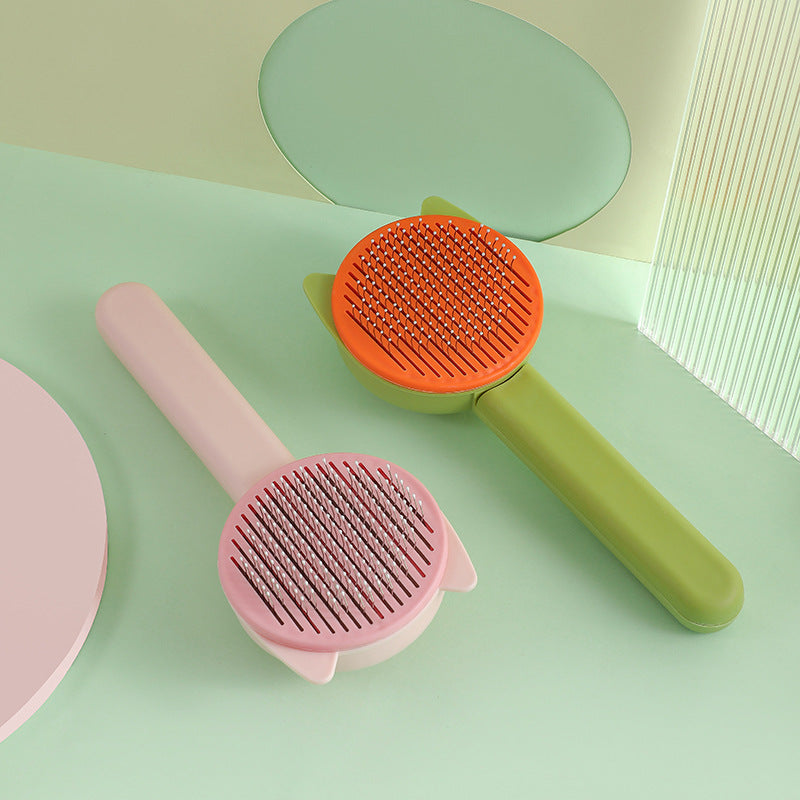 One-Button Self-Cleaning Grooming Comb, for dogs and cats.