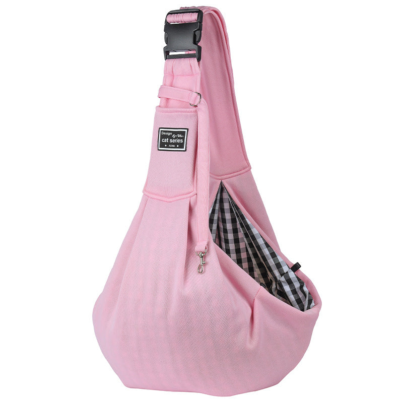 Adjustable Shoulder Pet Carrier Bag in Plaid Pattern, for dogs and cats.