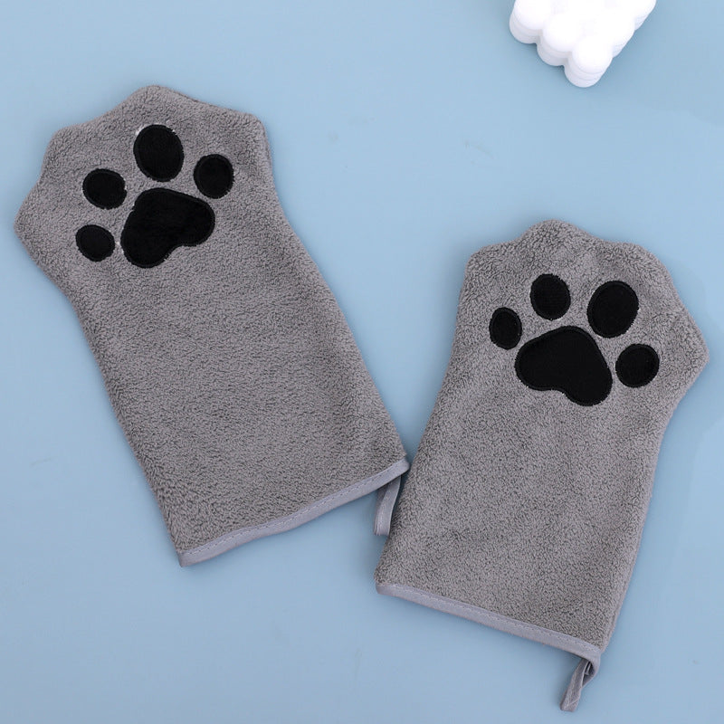 Coral Fleece Glove-Style Quick-Dry Towel, for dogs.