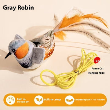 Realistic Chirping Bird Cat Toy – Interactive Plush Teaser – close-up