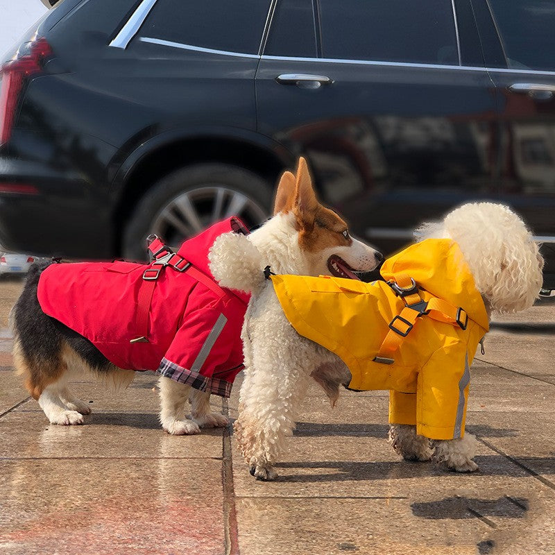Reflective PU Raincoat with Chest and Back Coverage, for dogs.