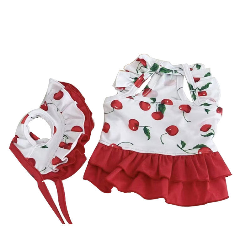 Red Polyester Dog Dress, for dogs.