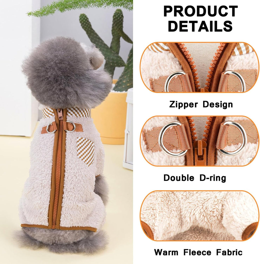 Plush Fleece Coat with Back Zipper, for dogs.
