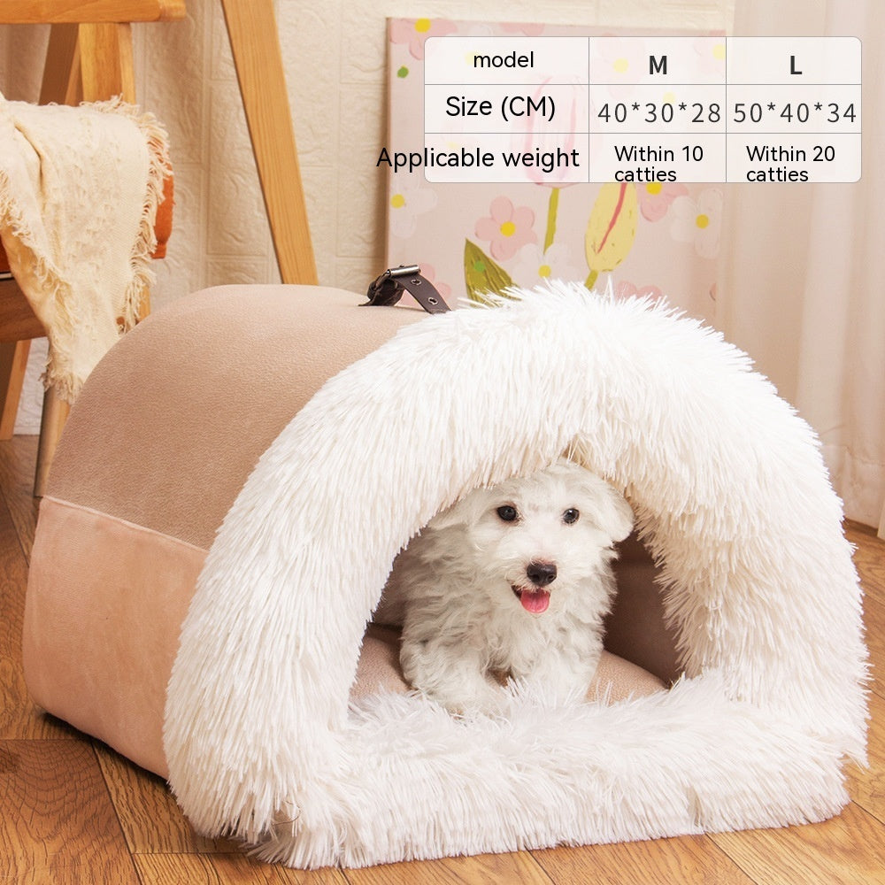 New Splice Portable Pet Nest Portable Autumn And Winter Warm Dog Nest Moisture-proof Long Fur Cat Nest Cross Border Pet Nest - kindoPet