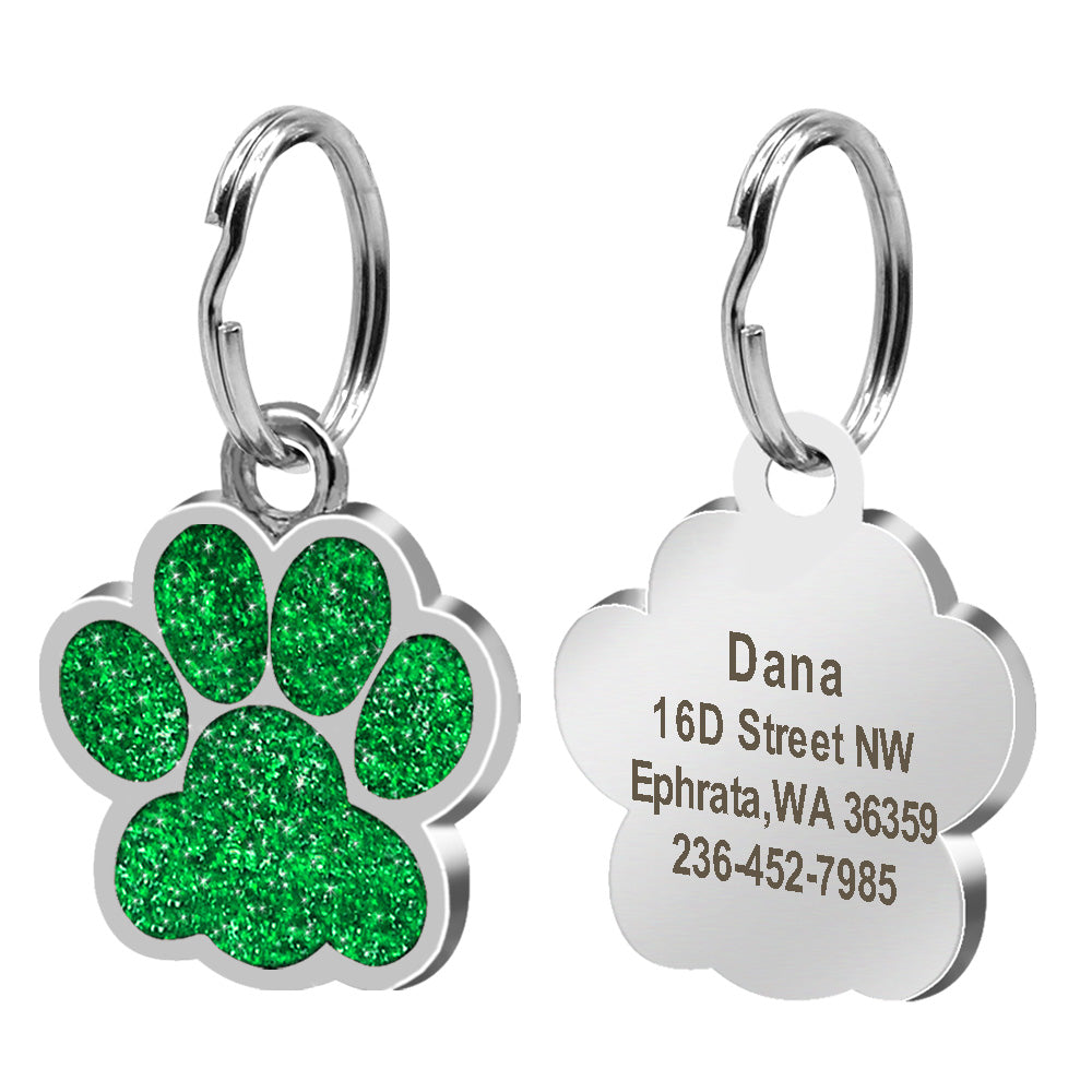 Metal Footprint Charm ID Tag for Your Dog's Collar, for dogs.