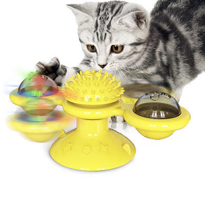 Suction Cup Spinning Windmill Scratcher Toy for Cats