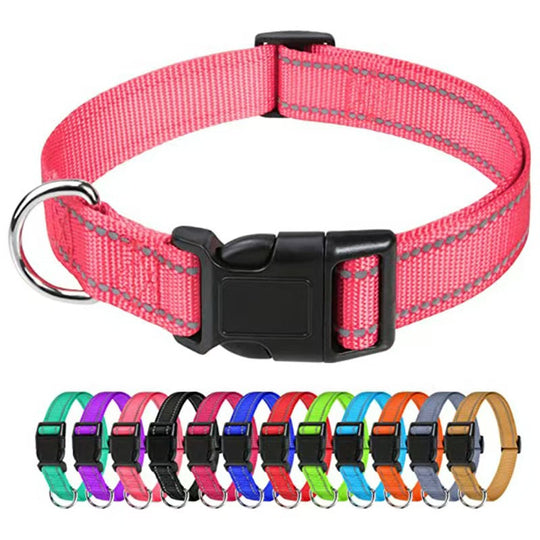 Adjustable Nylon Dog Collar – Reflective Walking Collar All Sizes