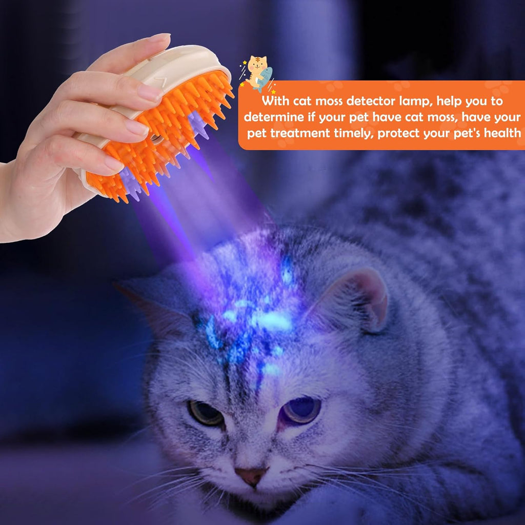 4-in-1 Steam and Vibration Grooming Brush, for dogs and cats.