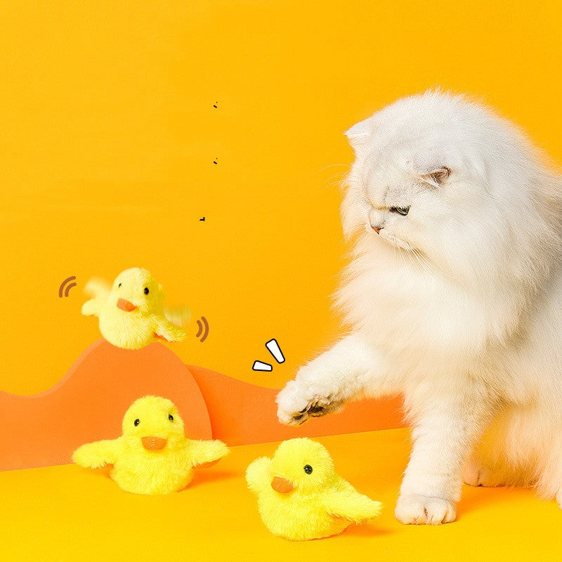 USB Rechargeable Interactive Vibrating Duck Toy for Cats