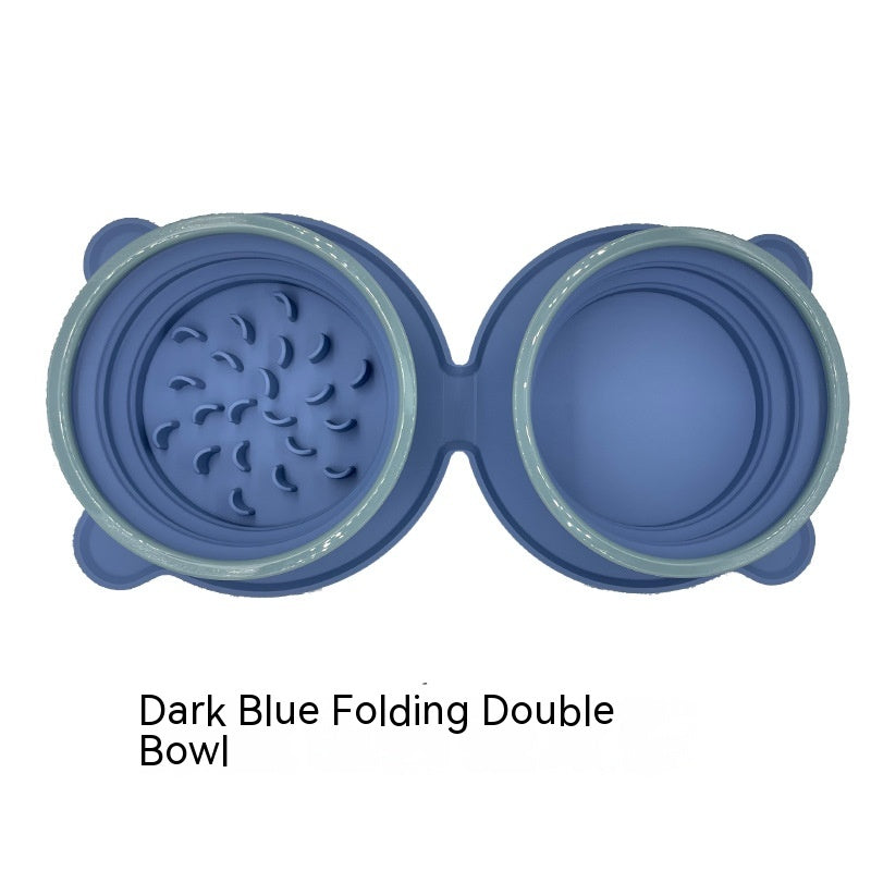 Foldable Silicone Double Travel Bowl for Pets