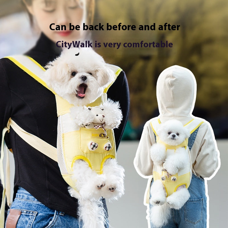 Cartoon-Print Canvas Chest Bag, for dogs and cats.