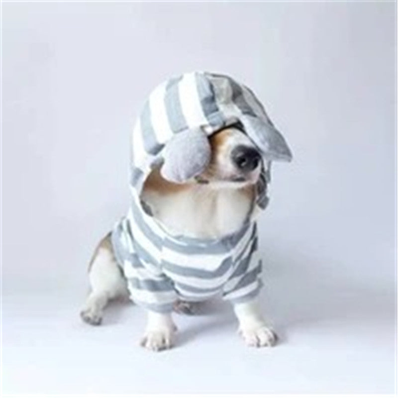 Gray Striped Cotton Pullover Sweater, for dogs.