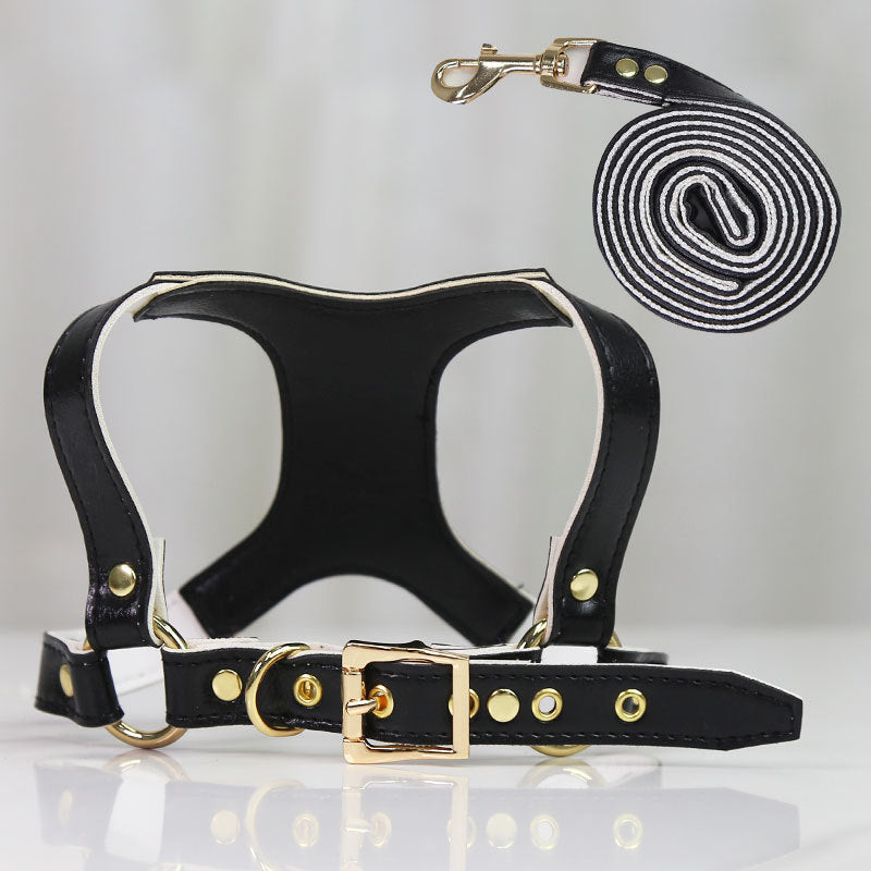 Adjustable PU Leather Chest Harness, for dogs and cats.