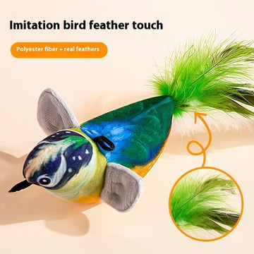 Realistic Chirping Bird Cat Toy – Interactive Plush Teaser – size reference
