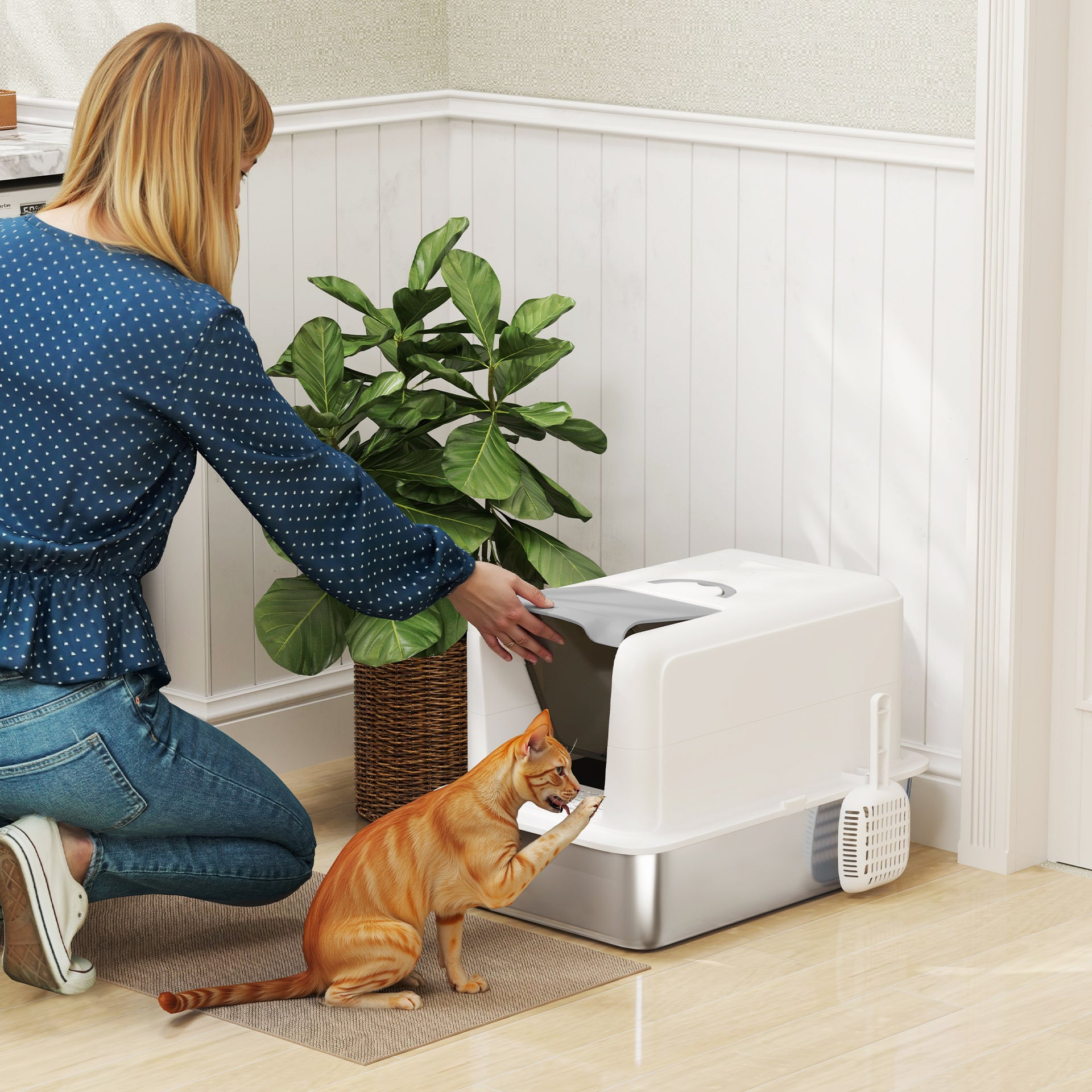 Covered Cat Litter Box with Lid