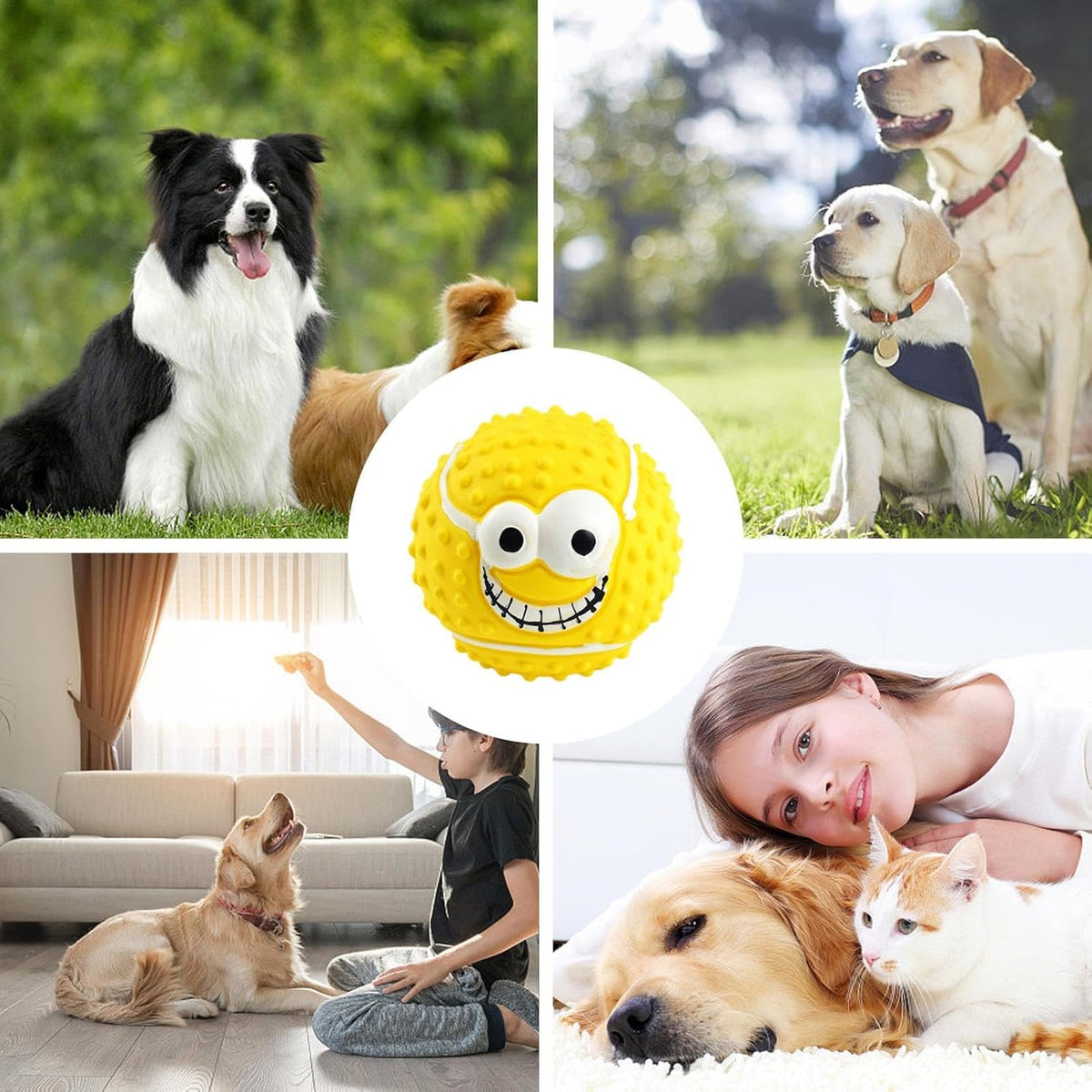 Latex Smile-Face Squeaky Ball Toy, for dogs.